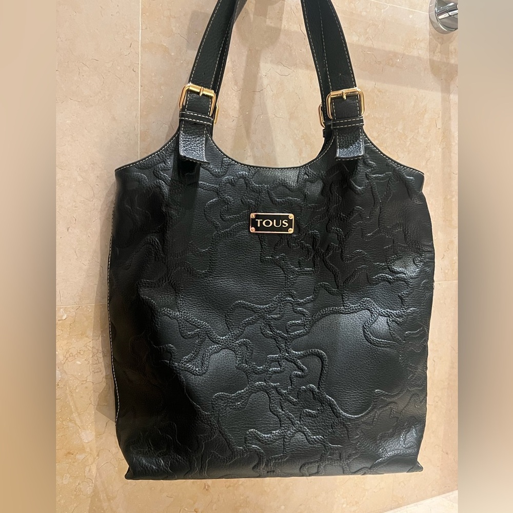TOUS Black Leather Tote Bag